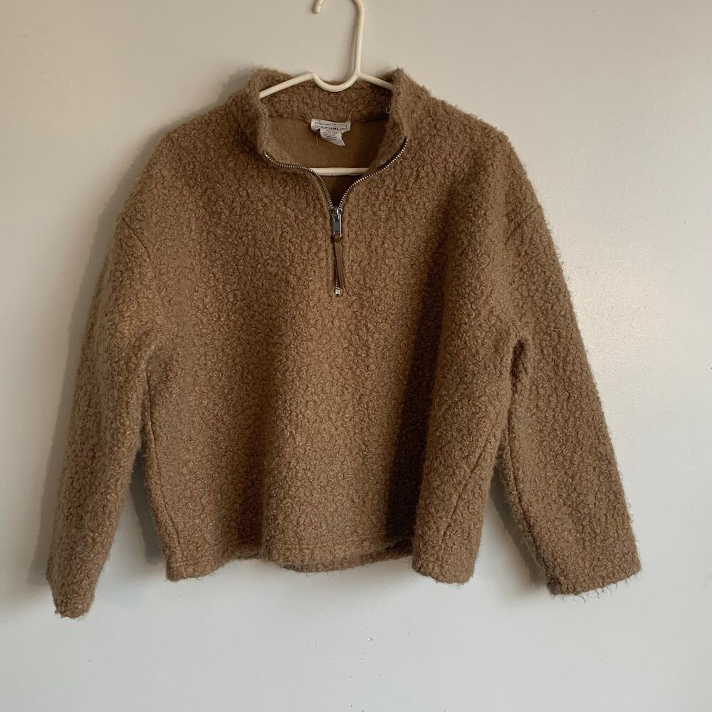 Republic Tan Faux Fur Teddy Half Zip Pullover Size M